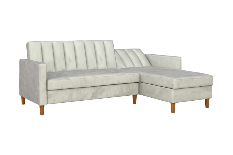 Celine 3-sits Divanbäddsoffa Sammet/Ljusgrå - Dorel Home - Bäddsoffa divan - Sammetssoffa - Bäddsoffa