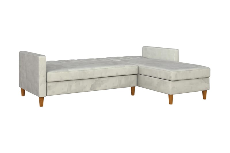 Celine 3-sits Divanbäddsoffa Sammet/Ljusgrå - Dorel Home - Bäddsoffa divan - Sammetssoffa - Bäddsoffa