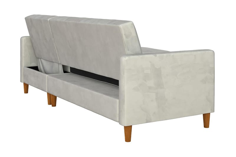 Celine 3-sits Divanbäddsoffa Sammet/Ljusgrå - Dorel Home - Bäddsoffa divan - Sammetssoffa - Bäddsoffa