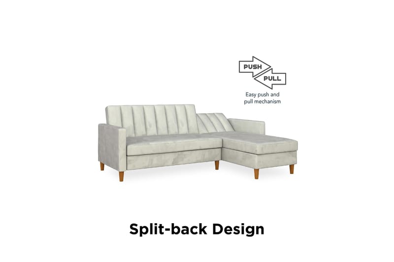 Celine 3-sits Divanbäddsoffa Sammet/Ljusgrå - Dorel Home - Bäddsoffa divan - Sammetssoffa - Bäddsoffa