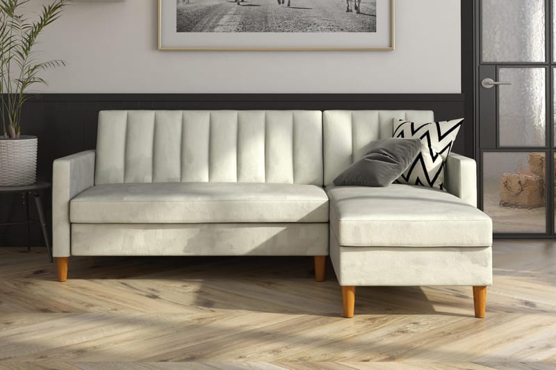 Celine 3-sits Divanbäddsoffa Sammet/Ljusgrå - Dorel Home - Möbler - Soffa - Bäddsoffa - Bäddsoffa divan