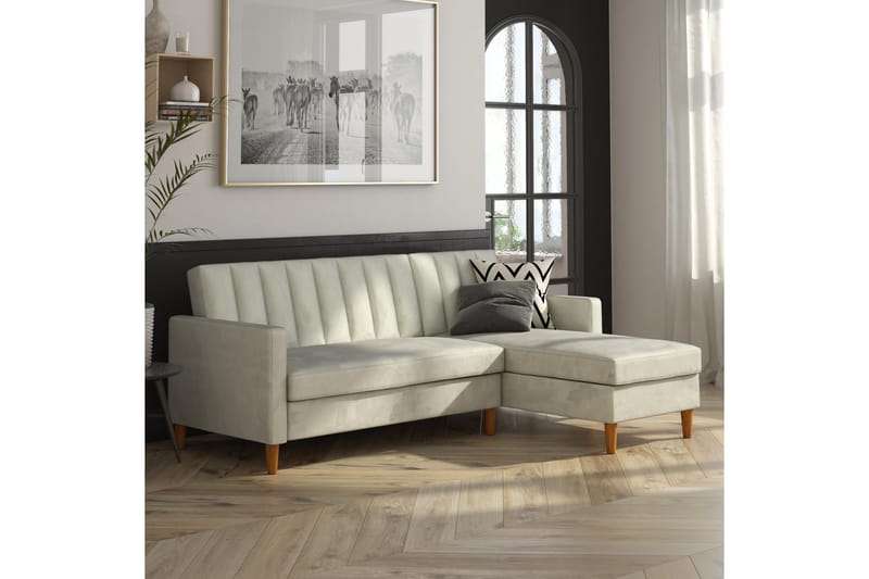 Celine 3-sits Divanbäddsoffa Sammet/Ljusgrå - Dorel Home - Möbler - Soffa - Bäddsoffa - Bäddsoffa divan