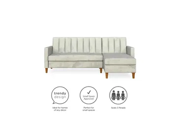 Celine 3-sits Divanbäddsoffa Sammet/Ljusgrå - Dorel Home - Möbler - Soffa - Bäddsoffa - Bäddsoffa divan