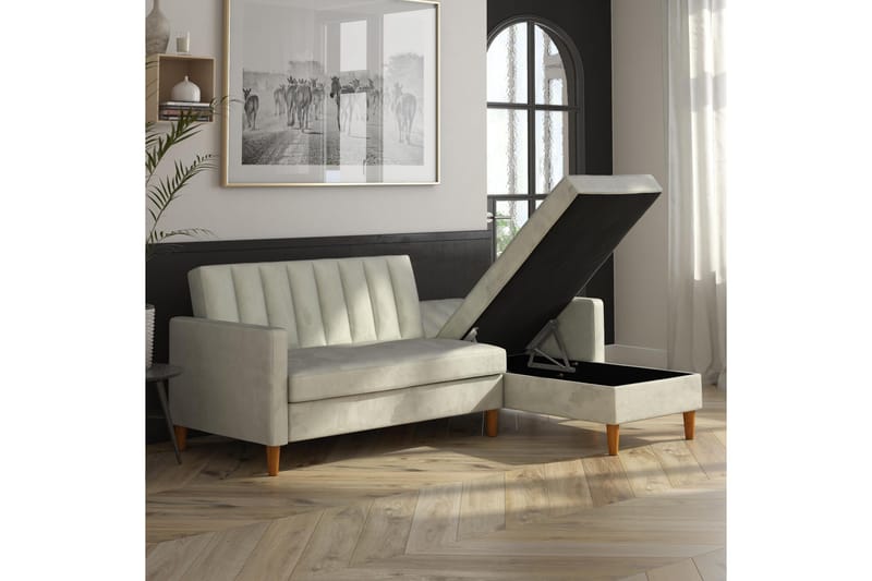 Celine 3-sits Divanbäddsoffa Sammet/Ljusgrå - Dorel Home - Möbler - Soffa - Bäddsoffa - Bäddsoffa divan