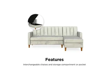Celine 3-sits Divanbäddsoffa Sammet/Ljusgrå - Dorel Home - Möbler - Soffa - Bäddsoffa - Bäddsoffa divan