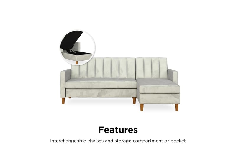 Celine 3-sits Divanbäddsoffa Sammet/Ljusgrå - Dorel Home - Möbler - Soffa - Bäddsoffa - Bäddsoffa divan