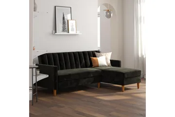 Celine 3-sits Divanbäddsoffa Sammet/Svart - Dorel Home - Möbler - Soffa - Bäddsoffa - Bäddsoffa divan
