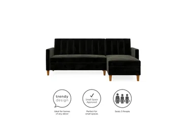 Celine 3-sits Divanbäddsoffa Sammet/Svart - Dorel Home - Möbler - Soffa - Bäddsoffa - Bäddsoffa divan