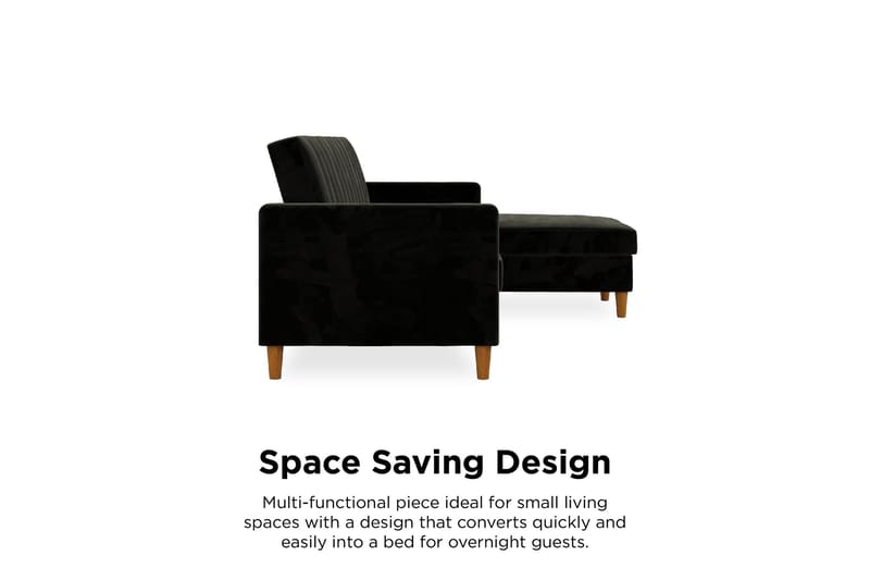 Celine 3-sits Divanbäddsoffa Sammet/Svart - Dorel Home - Möbler - Soffa - Bäddsoffa - Bäddsoffa divan