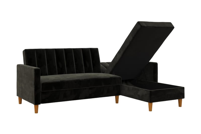 Celine 3-sits Divanbäddsoffa Sammet/Svart - Dorel Home - Möbler - Soffa - Bäddsoffa - Bäddsoffa divan