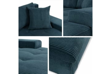 Cerys 3-sits Höger L-formad Hörnbäddsoffa 140x215 cm i Manchestertyg - Blå - Möbler - Soffa - Bäddsoffa