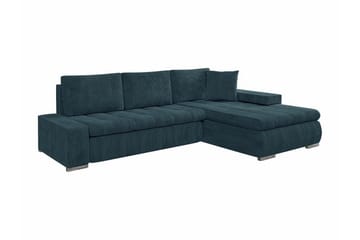 Cerys 3-sits Höger L-formad Hörnbäddsoffa 140x215 cm i Manchestertyg - Blå - Möbler - Soffa - Bäddsoffa