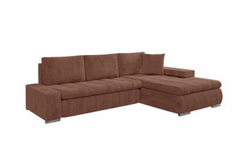 Cerys 3-sits Höger L-formad Hörnbäddsoffa i Tyg - Brun - Möbler - Soffa - Bäddsoffa