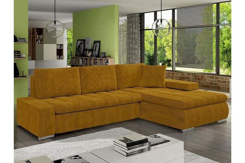 Cerys 3-sits Hörnbäddsoffa Dark yellow - Möbler - Soffa - Bäddsoffa