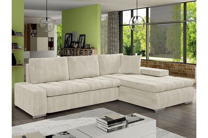 Cerys 3-sits Hörnbäddsoffa NO_BRAND beige - Möbler - Soffa - Bäddsoffa