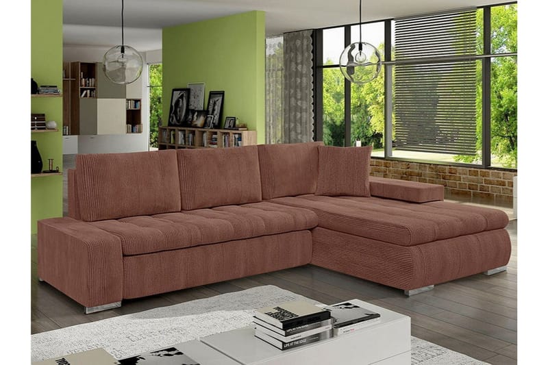 Cerys 3-sits Hörnbäddsoffa NO_BRAND Brown - Möbler - Soffa - Bäddsoffa
