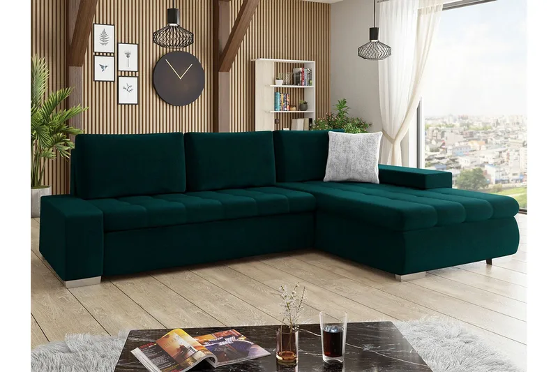 Cerys 3-sits Hörnbäddsoffa NO_BRAND Green - Möbler - Soffa - Bäddsoffa