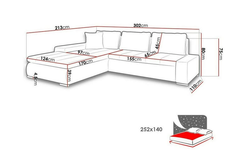 Cerys 3-sits Hörnbäddsoffa - Bäddsoffa - Hörnbäddsoffa