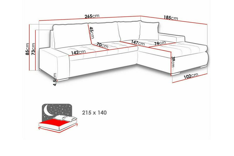 Cerys 3-sits Hörnbäddsoffa - Bäddsoffa - Hörnbäddsoffa