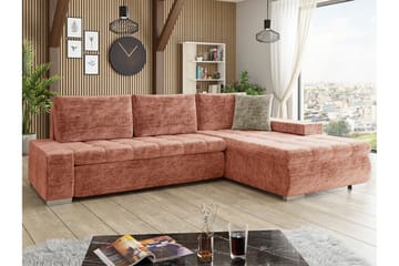 Cerys 3-sits Vänster L-formad Hörnbäddsoffa 140x252 cm i Chenille - Terrakotta - Möbler - Soffa - Bäddsoffa
