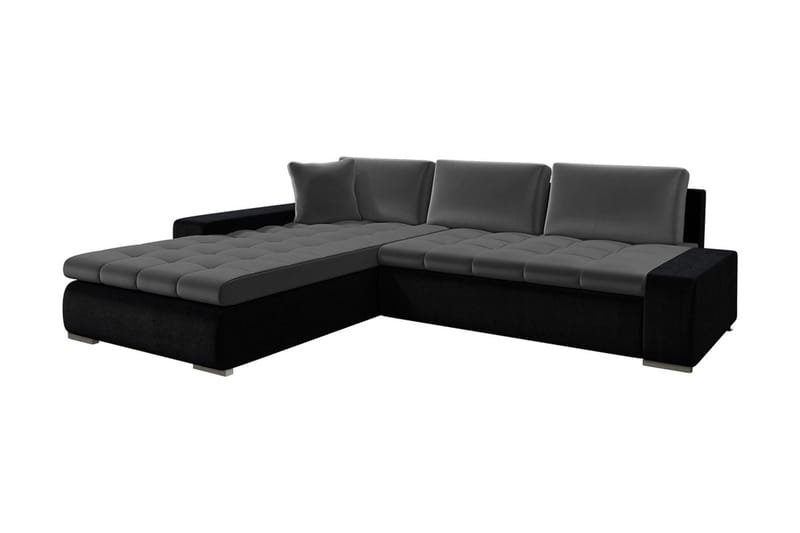 Cerys Bäddbar Hörnsoffa Universal 140x252 cm med Förvaring i Sammet, Grå