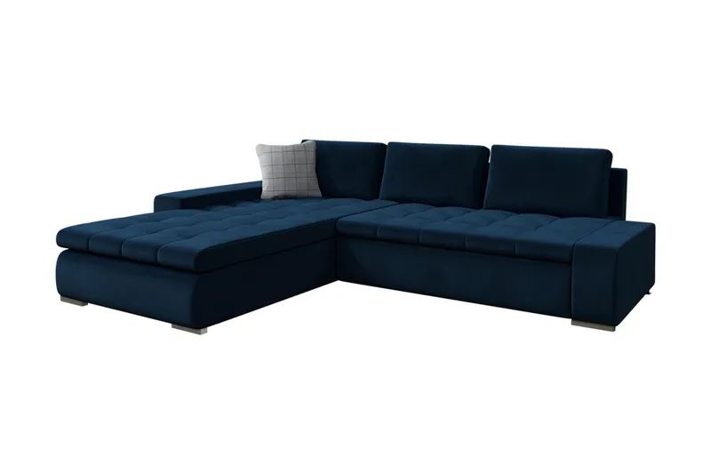 Cerys Bäddbar Hörnsoffa Universal 140x252 cm med Förvaring i Tyg, Blå