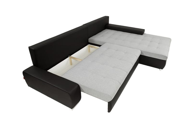 Cerys Bäddbar Hörnsoffa Universal 140x252 cm med Förvaring i Tyg - Grå - Möbler - Soffa - Bäddsoffa