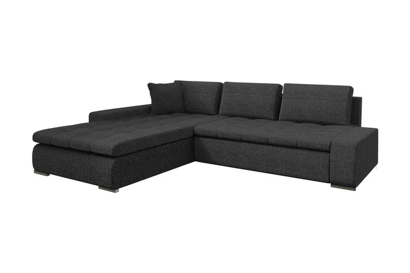 Cerys Bäddbar Hörnsoffa Universal 140x252 cm med Förvaring i Tyg, Grå