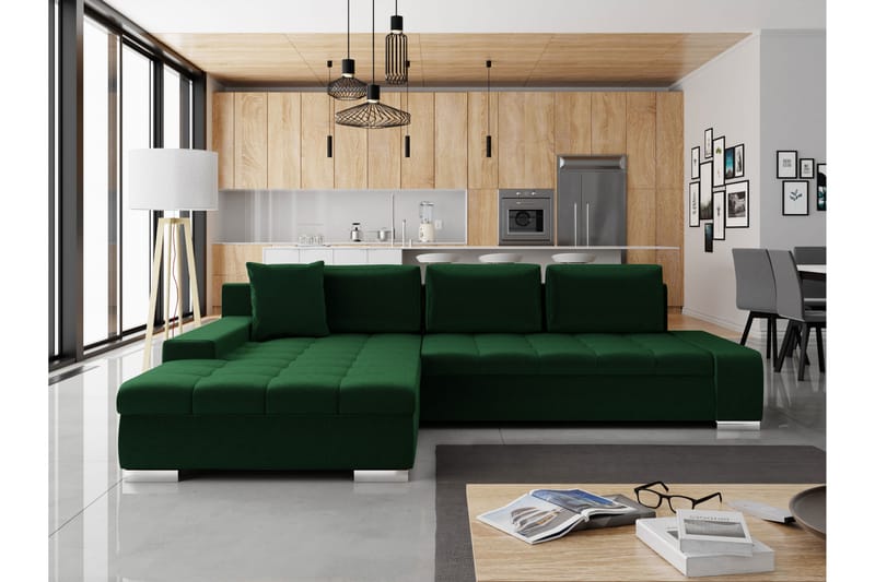 Cerys Bäddsoffa m. Divan 3-sits - Grön - Möbler - Soffa - Bäddsoffa
