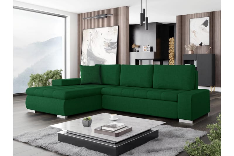 Cerys Bäddsoffa m. Divan 3-sits - Grön - Möbler - Soffa - Bäddsoffa