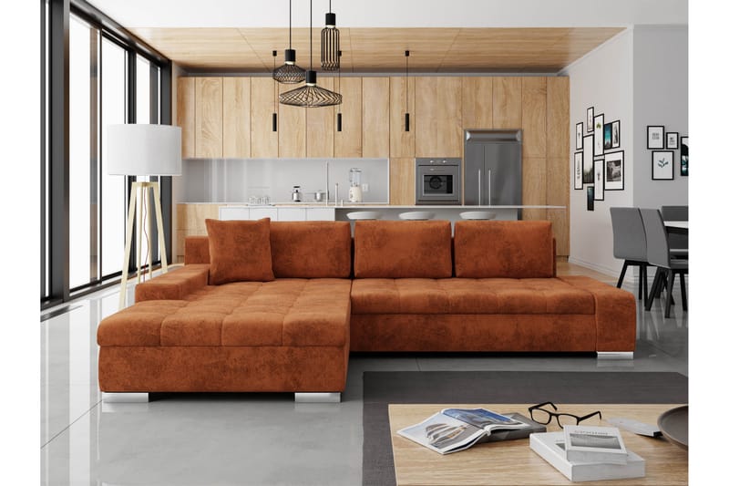 Cerys Bäddsoffa m. Divan 3-sits - Orange - Möbler - Soffa - Bäddsoffa