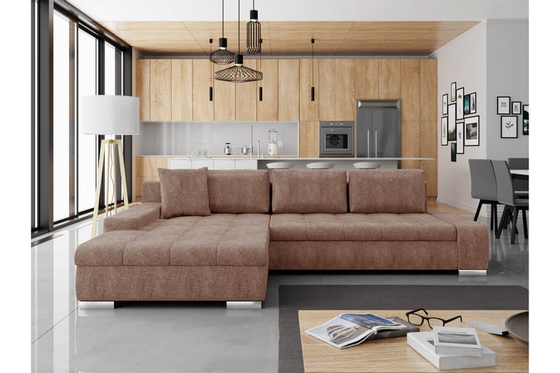Cerys Bäddsoffa m. Divan 3-sits - Rosa - Möbler - Soffa - Bäddsoffa