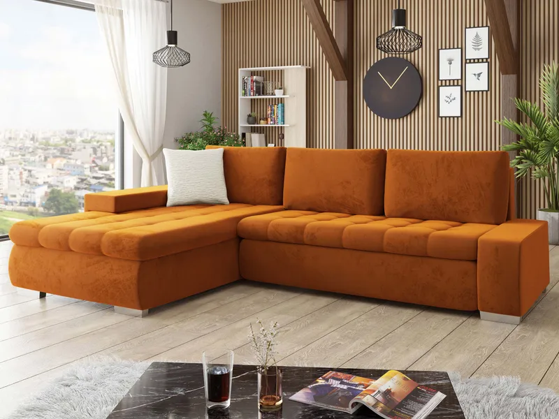 Cerys Bäddsoffa med Divan 4-sits - Orange - Möbler - Soffa - Bäddsoffa