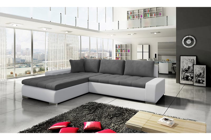 Cerys Bäddsoffa med Divan Vändbar - Vit/Grå - Möbler - Soffa - Bäddsoffa