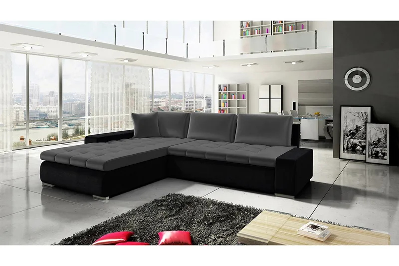 Cerys Hörnsoffa Universal - Svart/Grå - Möbler - Soffa - Bäddsoffa