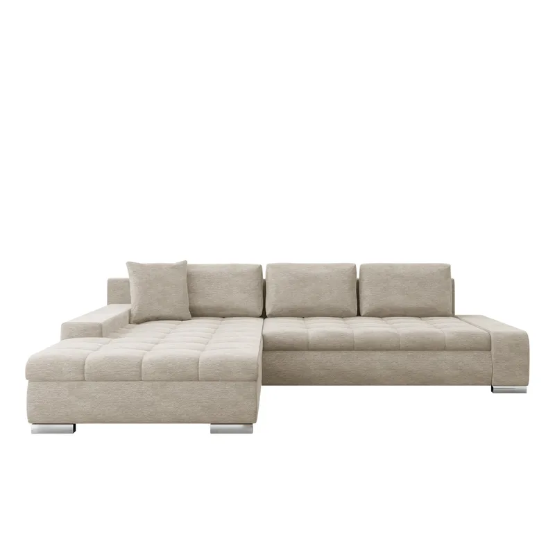 Cerys Vänster L-formad Bäddsoffa 140x252 cm med Förvaring i Tyg, Beige
