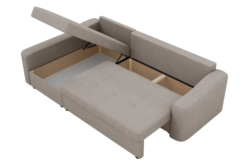 Chaman Bäddsoffa med Divan 3-sits i Plysch - Beige - Möbler - Soffa - Bäddsoffa