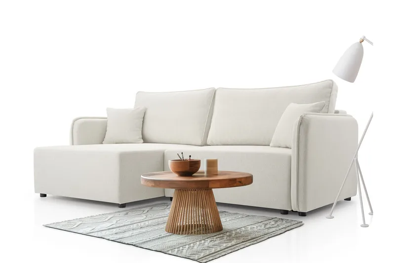 Chandru Bäddsoffa med Divan 3-sits i Plysch - Beige - Möbler - Soffa - Bäddsoffa