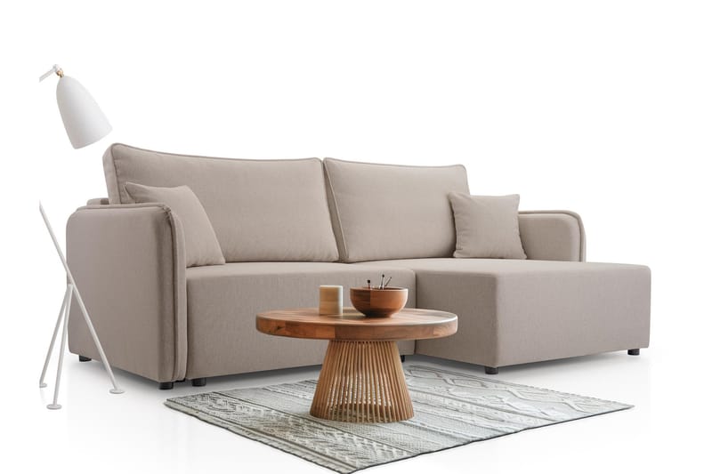 Chandru Bäddsoffa med Divan 3-sits i Plysch - Grå - Möbler - Soffa - Bäddsoffa