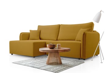 Chandru Bäddsoffa med Divan 3-sits i Plysch - Gul - Möbler - Soffa - Bäddsoffa