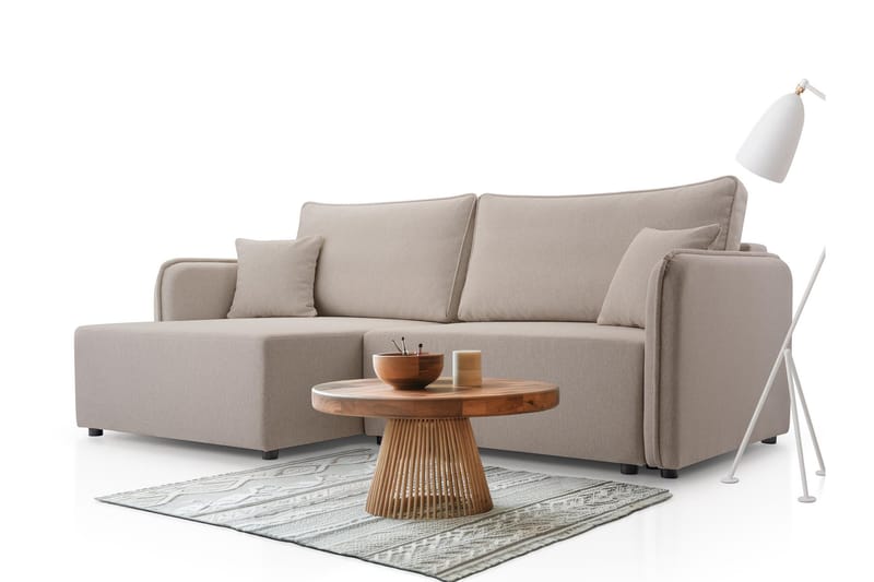 Chandru Bäddsoffa med Divan 3-sits i Plysch - Grå - Möbler - Soffa - Bäddsoffa