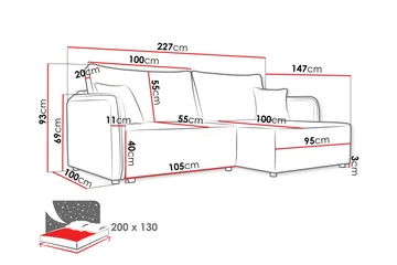 Chandru Bäddsoffa med Divan 3-sits i Plysch - Gul - Möbler - Soffa - Bäddsoffa