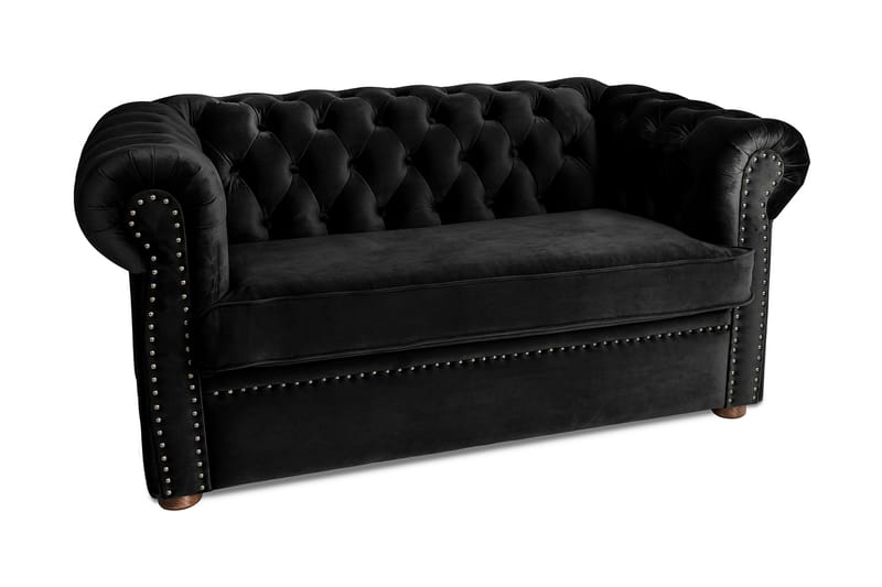 Chesterfield Deluxe bäddsoffa 2-sits - Svart - Bäddsoffa - Bäddsoffa 2 sits