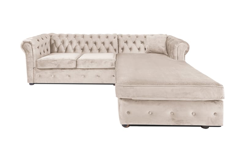 Chesterfield Kristin Bäddsoffa m. Divan - Beige - Bäddsoffa - Bäddsoffa divan