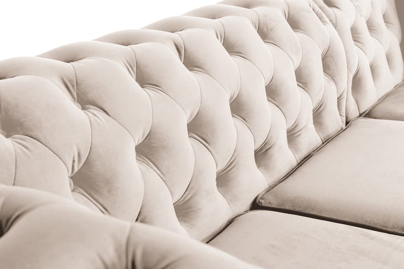 Chesterfield Kristin Bäddsoffa m. Divan - Beige - Bäddsoffa - Bäddsoffa divan