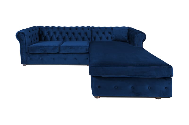 Chesterfield Kristin Bäddsoffa m. Divan - Blå - Bäddsoffa - Bäddsoffa divan