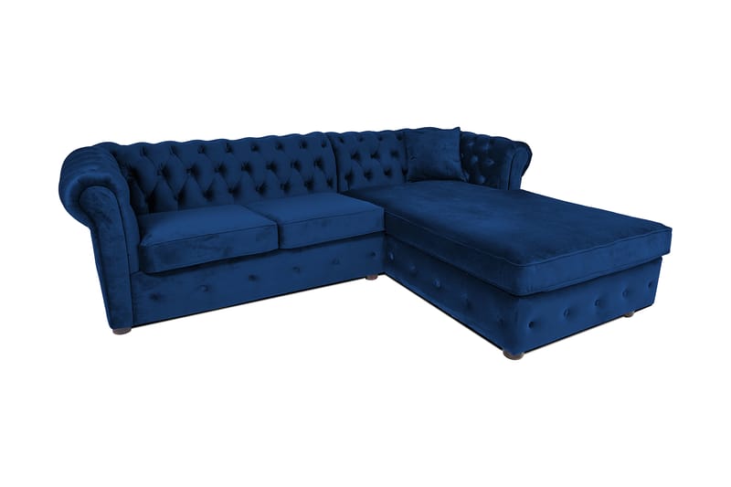 Chesterfield Kristin Bäddsoffa m. Divan - Blå - Bäddsoffa - Bäddsoffa divan