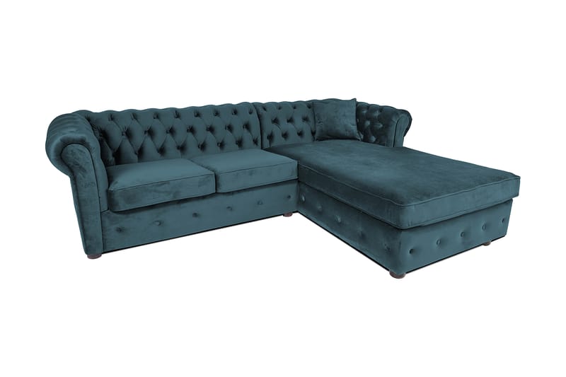 Chesterfield Kristin Bäddsoffa m. Divan - Blågrön - Bäddsoffa - Bäddsoffa divan