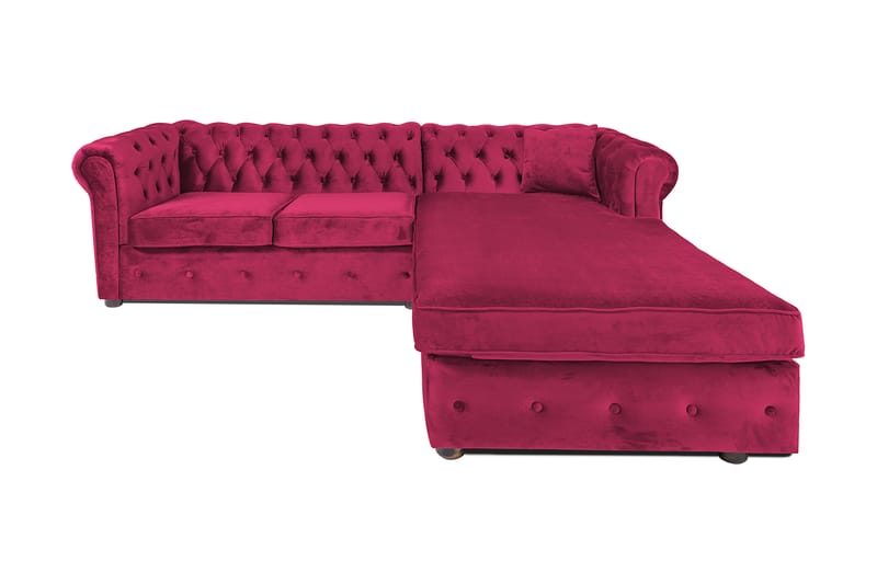 Chesterfield Kristin Bäddsoffa m. Divan - cerise - Bäddsoffa - Bäddsoffa divan