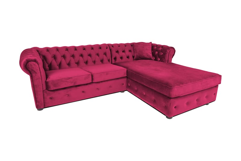 Chesterfield Kristin Bäddsoffa m. Divan - cerise - Bäddsoffa - Bäddsoffa divan